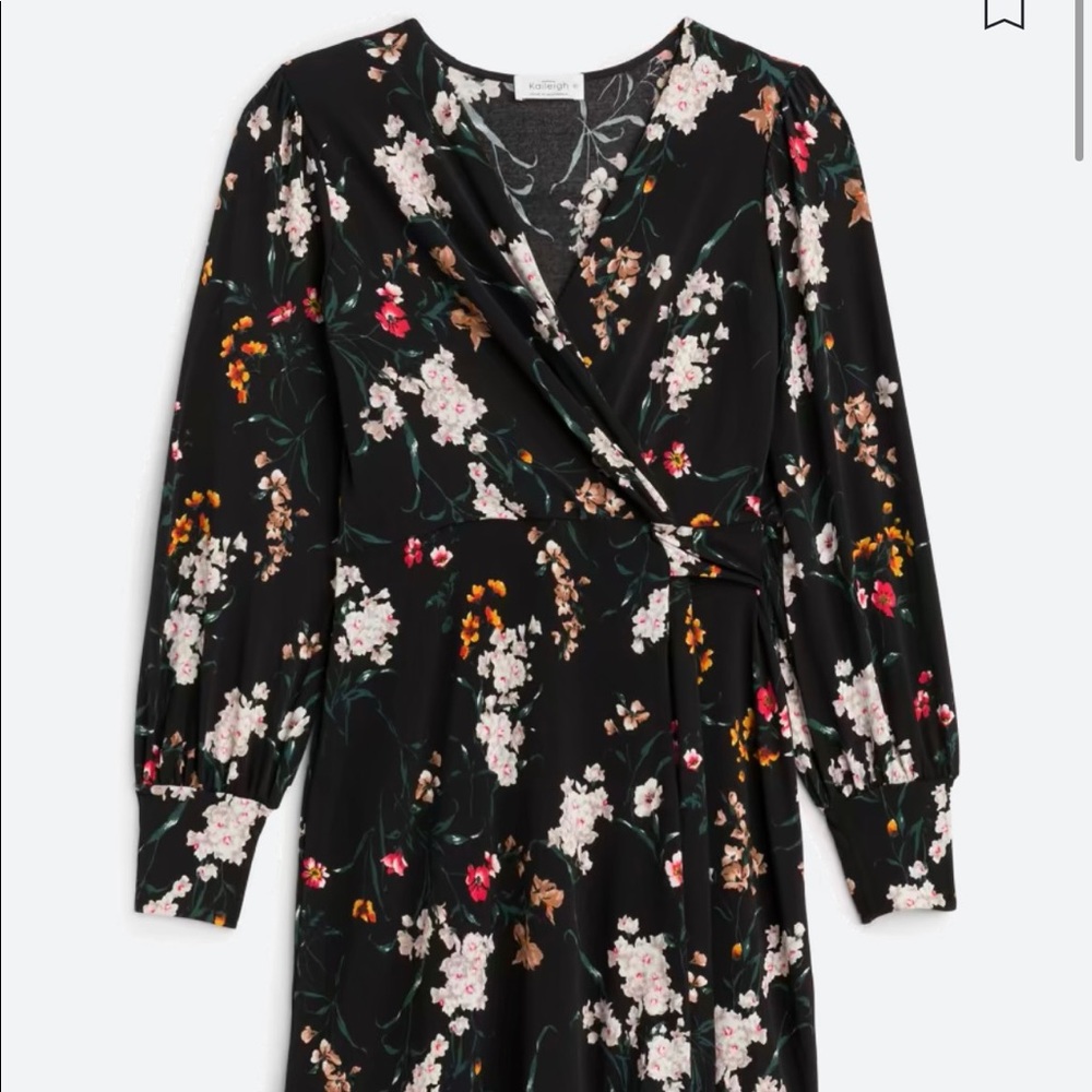 Annabel Knit Faux Wrap Dress Black